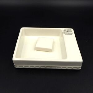 Nora Fleming Pearl Dot Napkin Holder Retired M6 w/Weight White Stoneware